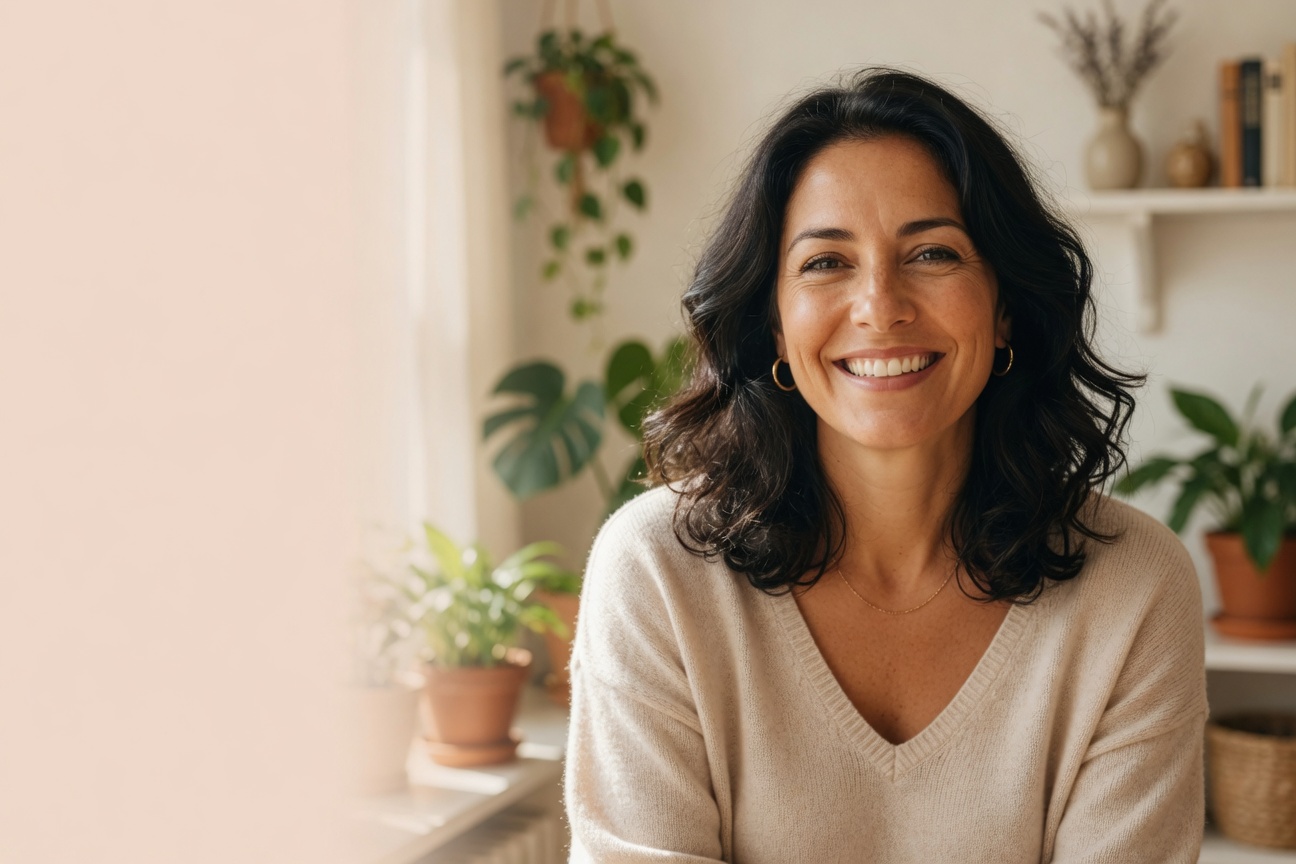 A smiling woman caregiver welcoming you to senior care support
